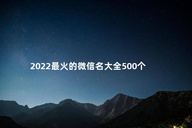 2022最火的微信名大全500个