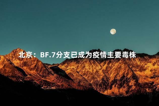 北京：BF.7分支已成为疫情主要毒株